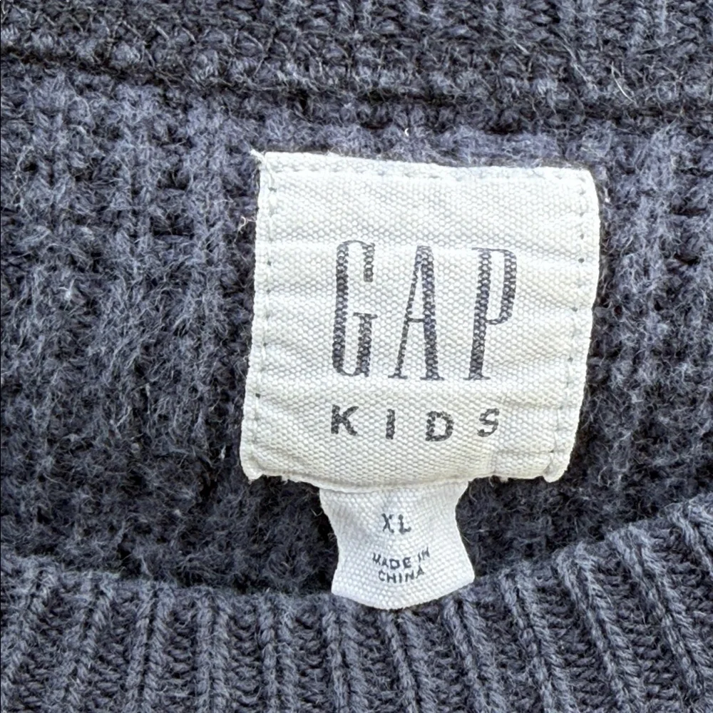 Gap Kids Navy Blue Shaker Stitch Knit Crewneck Sweater XL 12-13